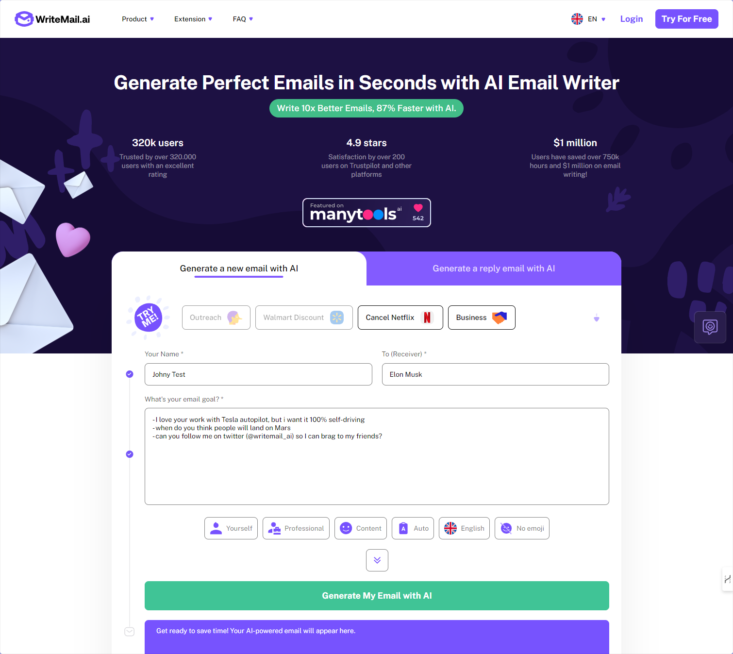 Writemail website