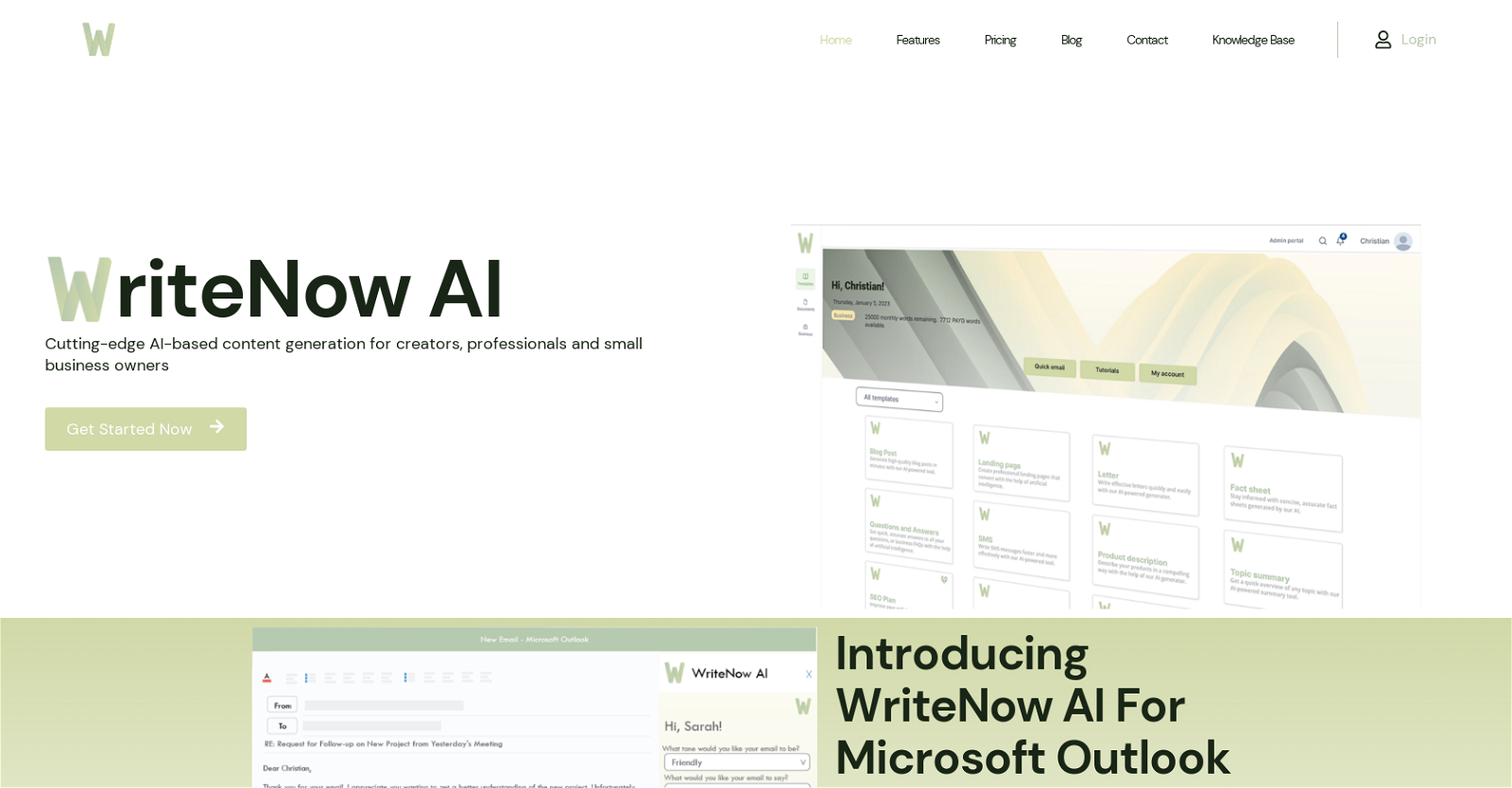 WriteNow AI website