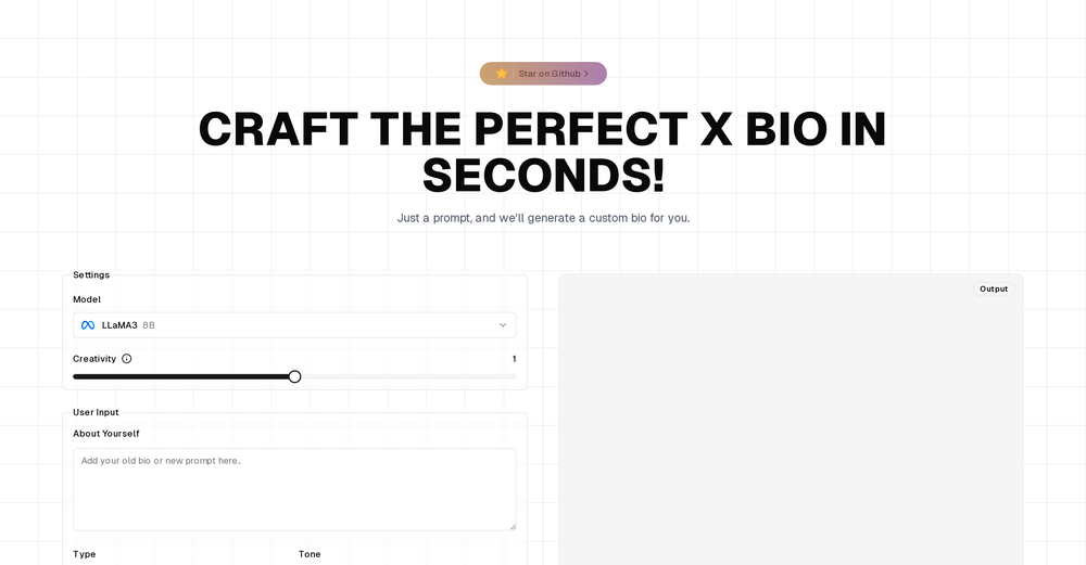X Bio Generator website