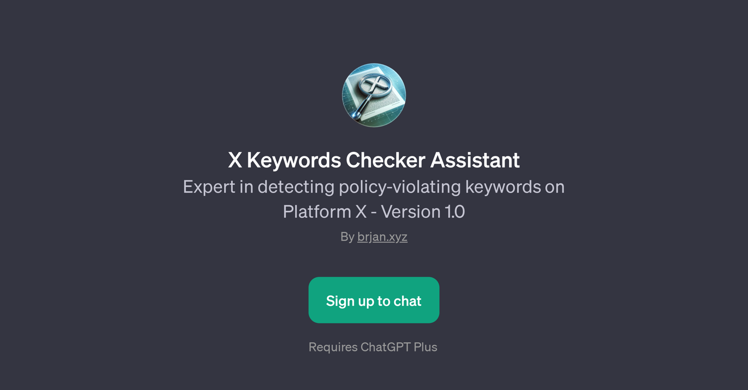 X Keywords Checker Assistant website