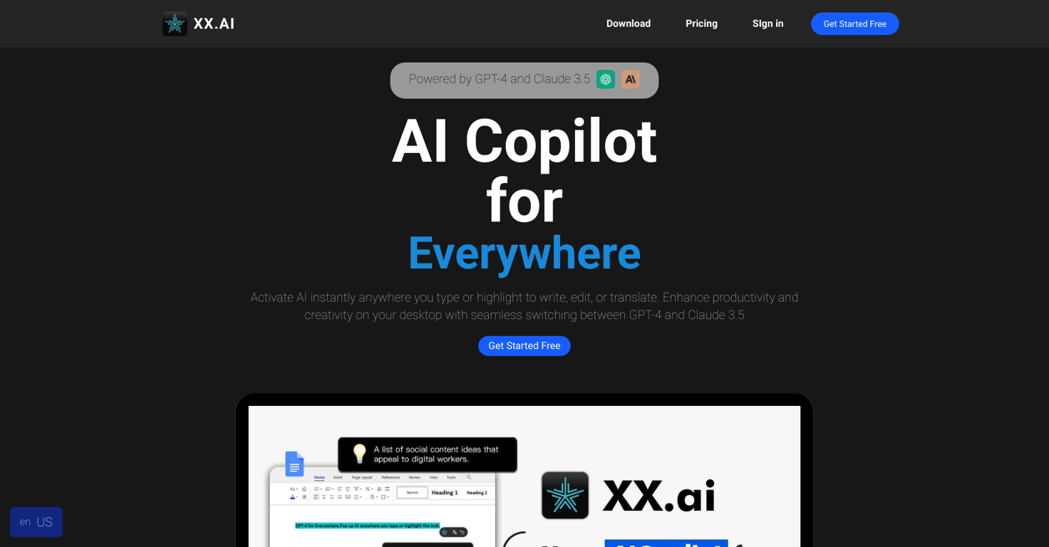 XX.AI website