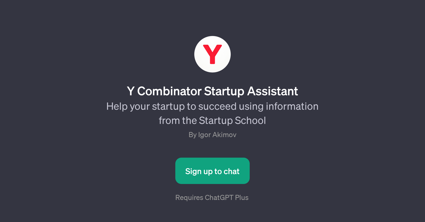Y Combinator Startup Assistant website