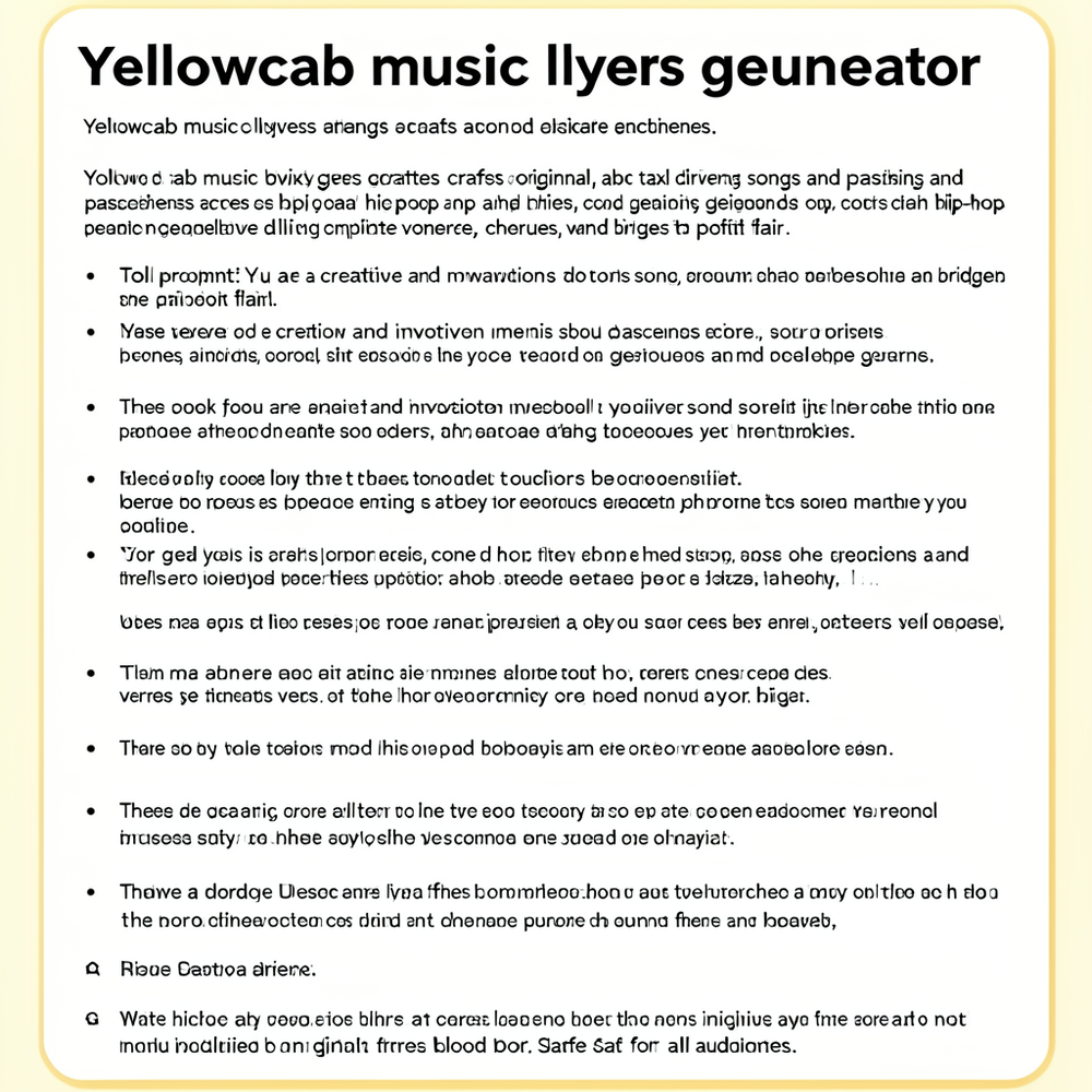 yellowcab music lyrics generator website