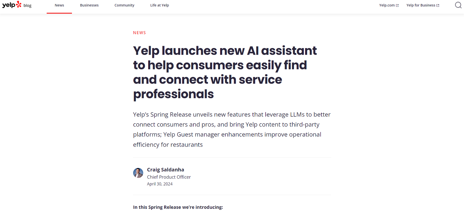 Yelp Assistant website