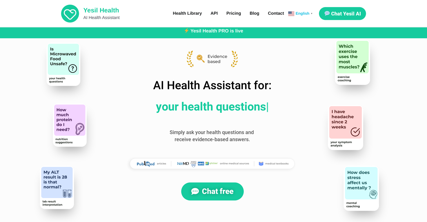 Yesil Health website