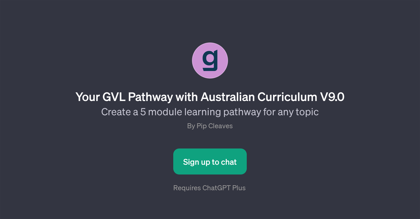 Your GVL Pathway with Australian Curriculum V9.0 website