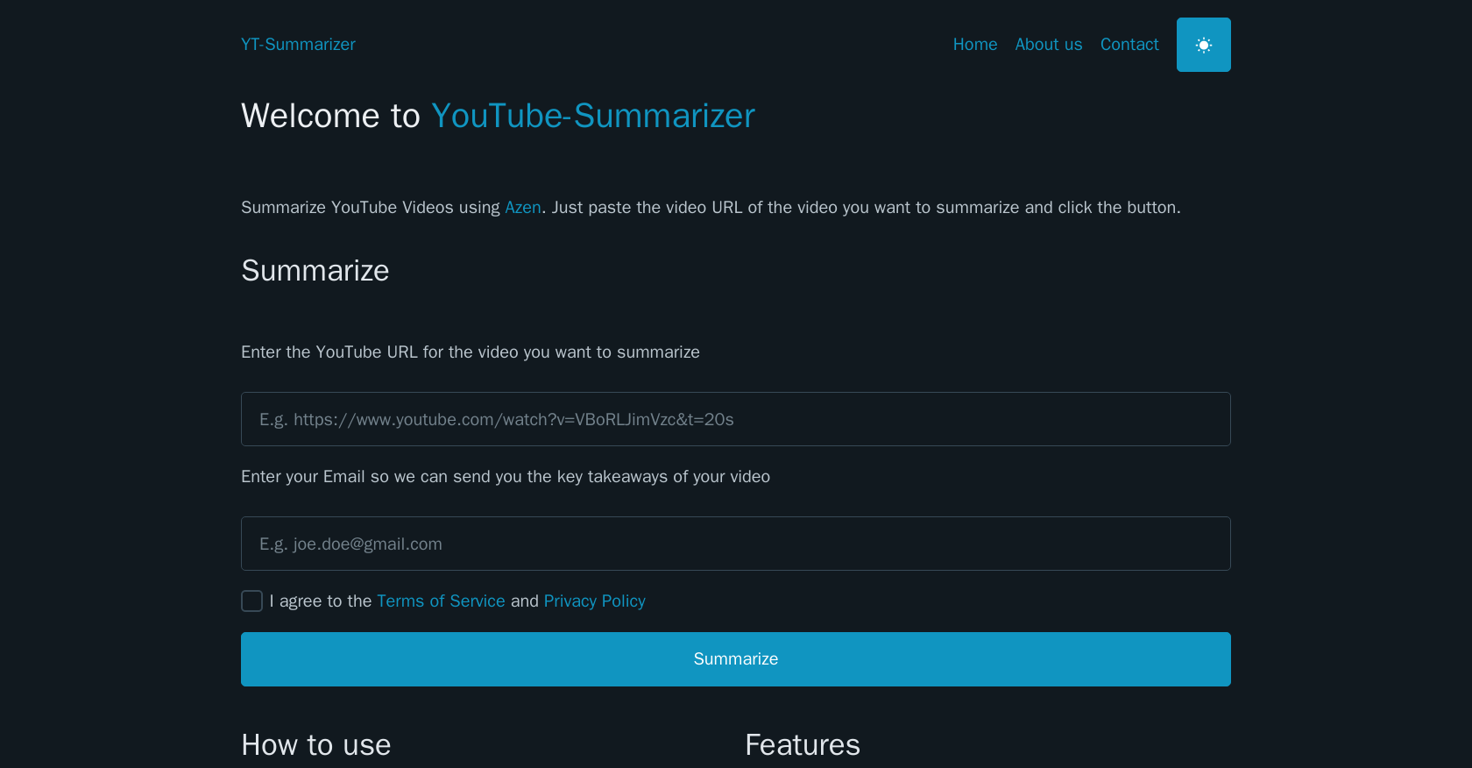 YouTube-Summarizer website