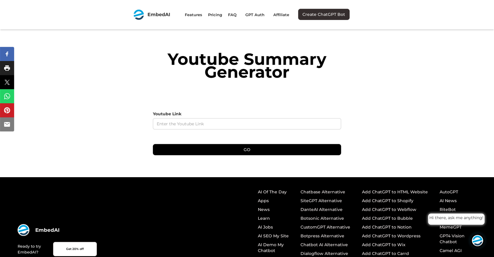 Youtube Summary Generator website