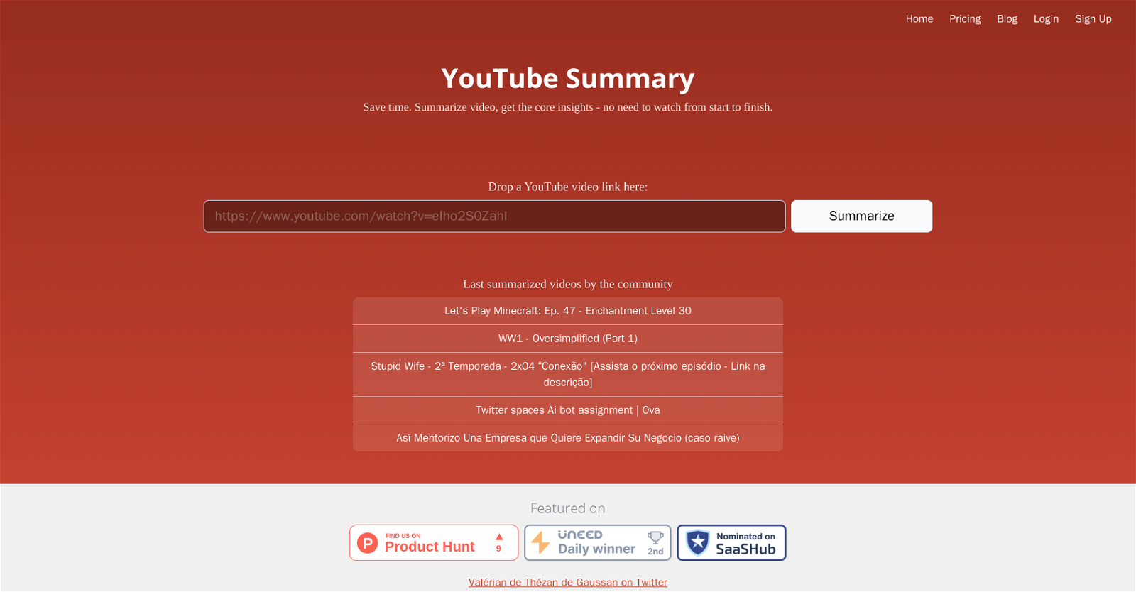 YouTube Summary website