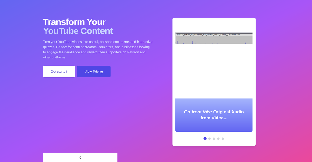 YouTube Transcript Optimizer website