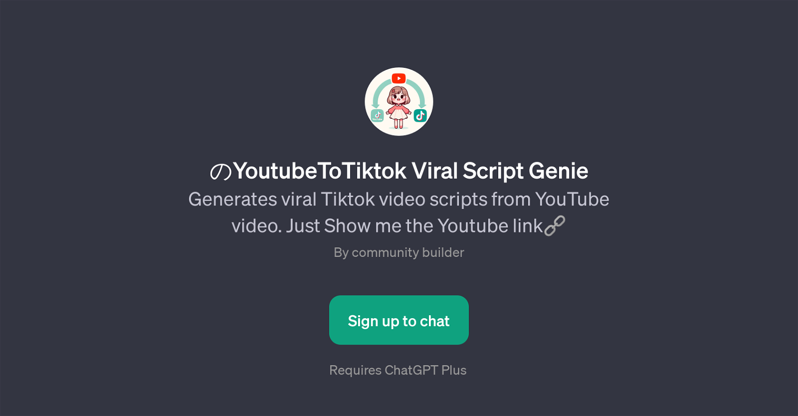 YoutubeToTiktok Viral Script Genie website