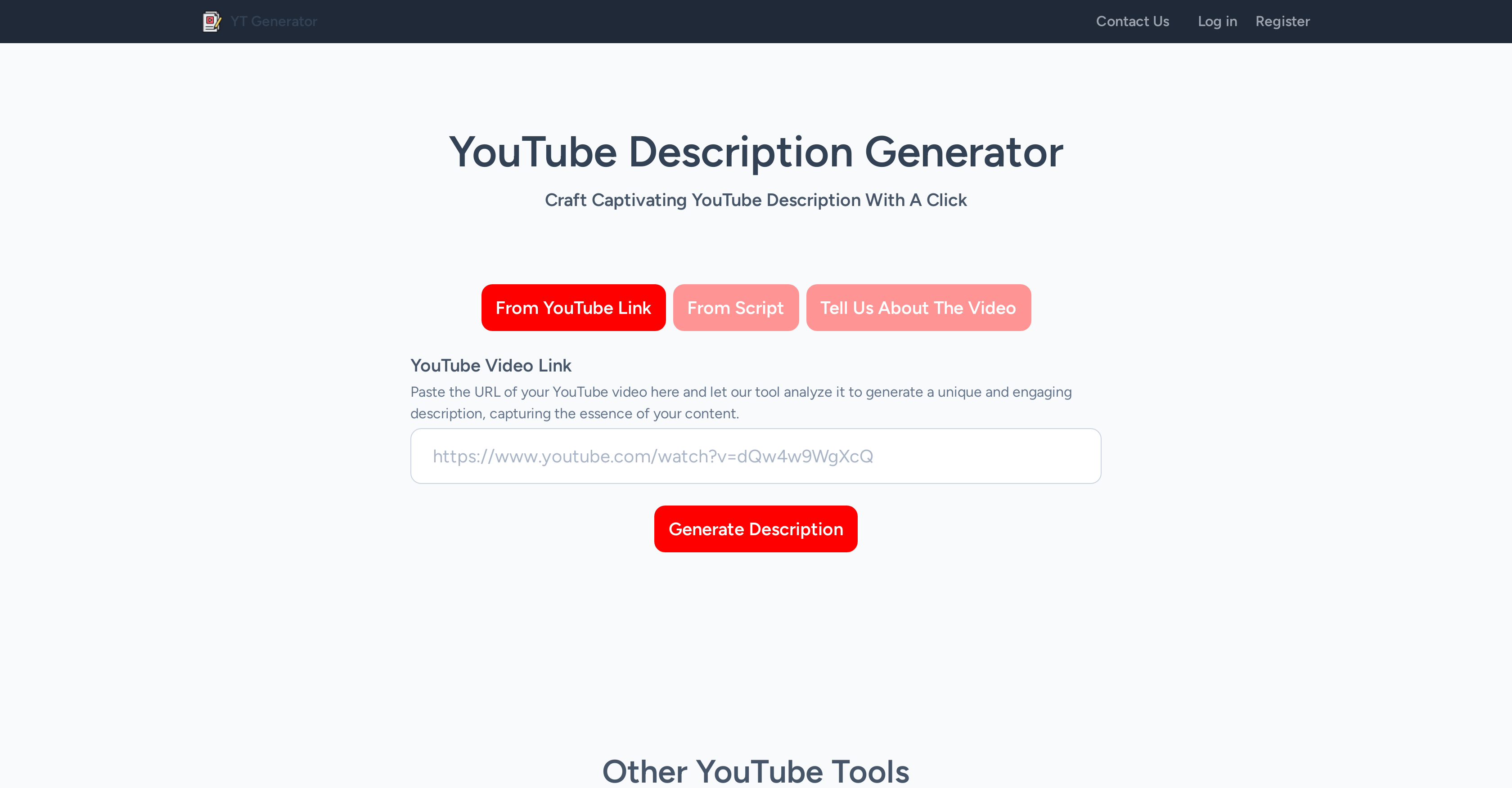 YT Generator website