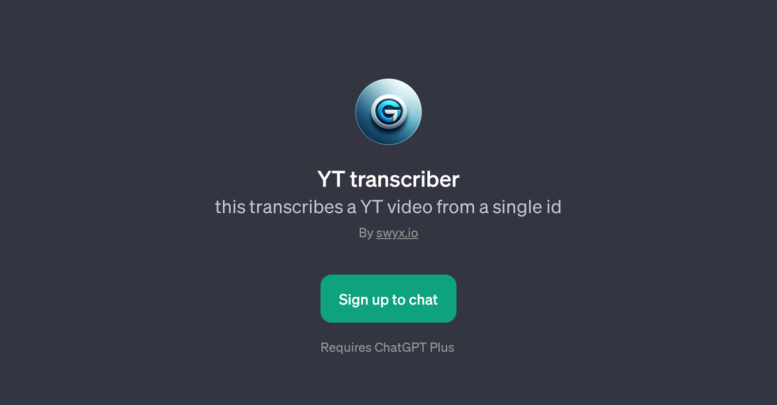 YT Transcriber website