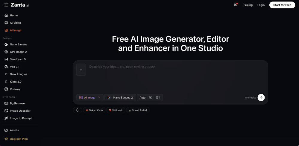 Zanta AI | Image Generator website