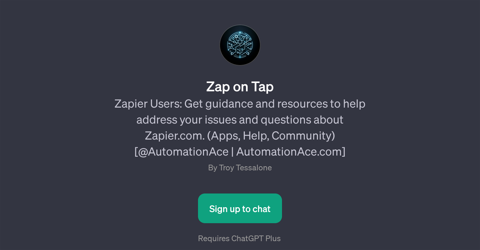 Zap on Tap website