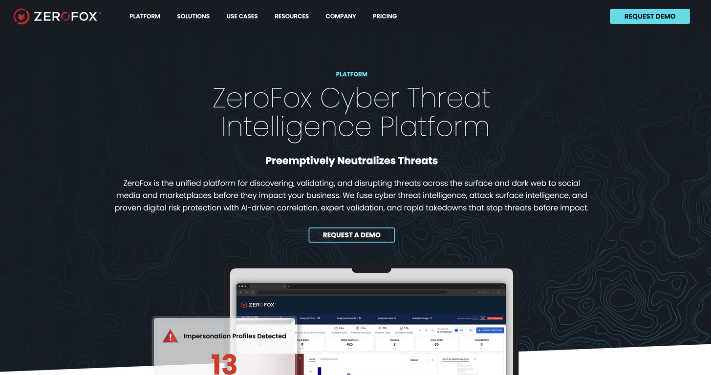 ZeroFox website