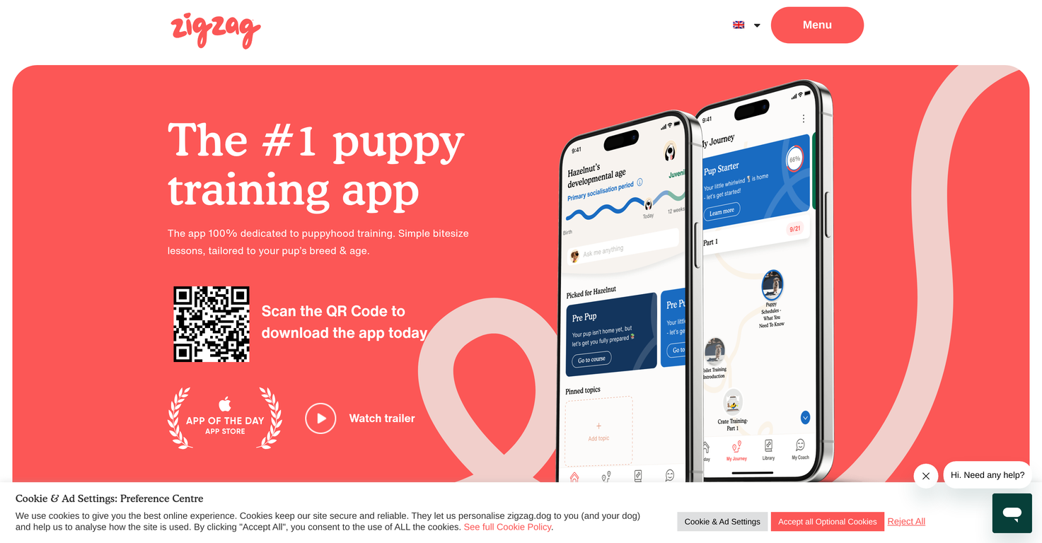 Zigzag Puppy Training website